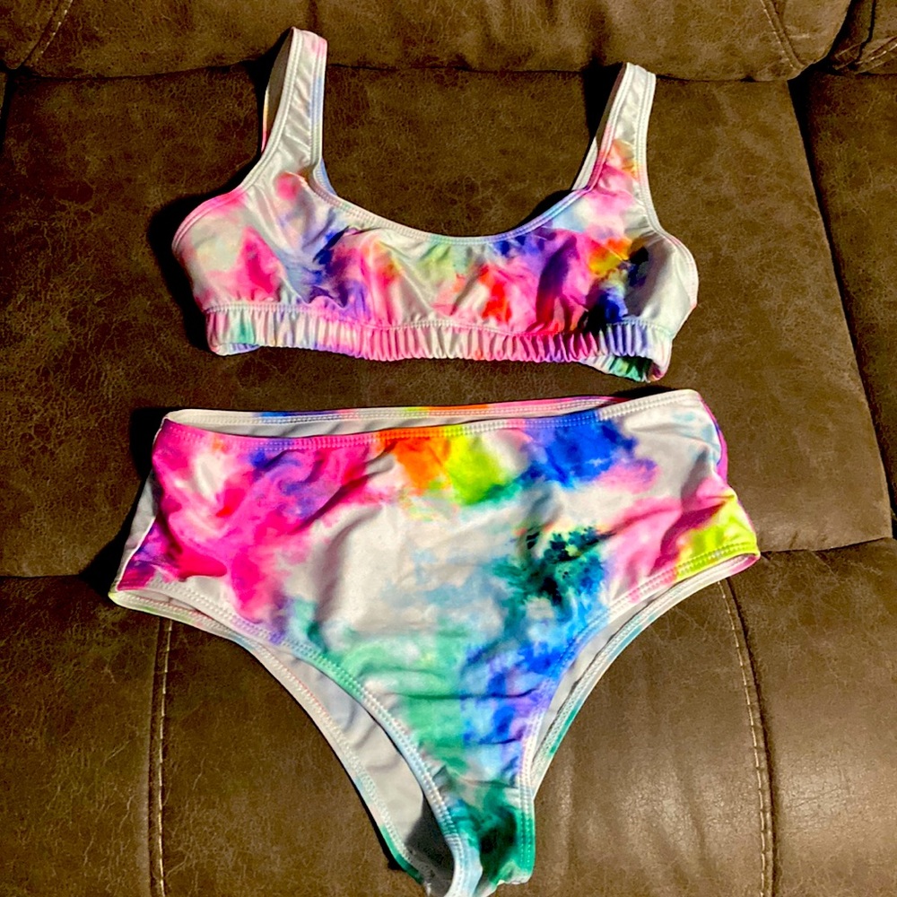 High wasted tie dye bikini set